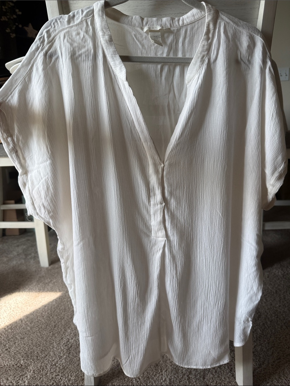 Lightweight White V-Neck Women's Blouse